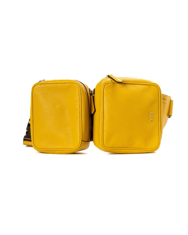Fendi Yellow Granulated Double Pocket Pm Belt Bag