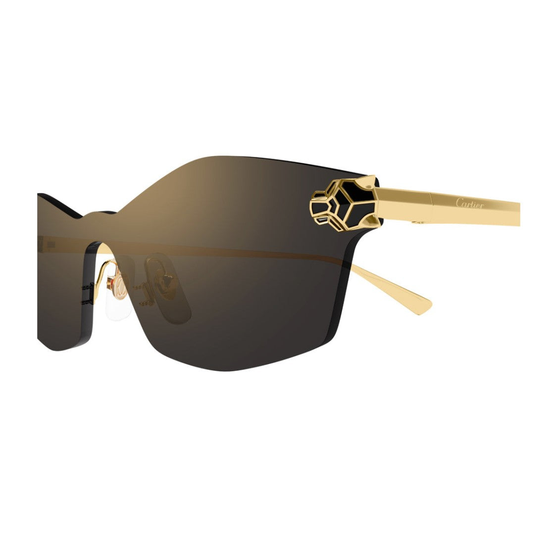 Cartier Rimless Gold Grey Sunglasses With Panther Head Motif