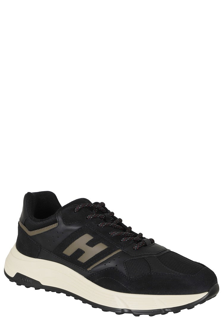 Hogan Black Hyperlight Smooth Leather Suede Rubber Sole Sneakers