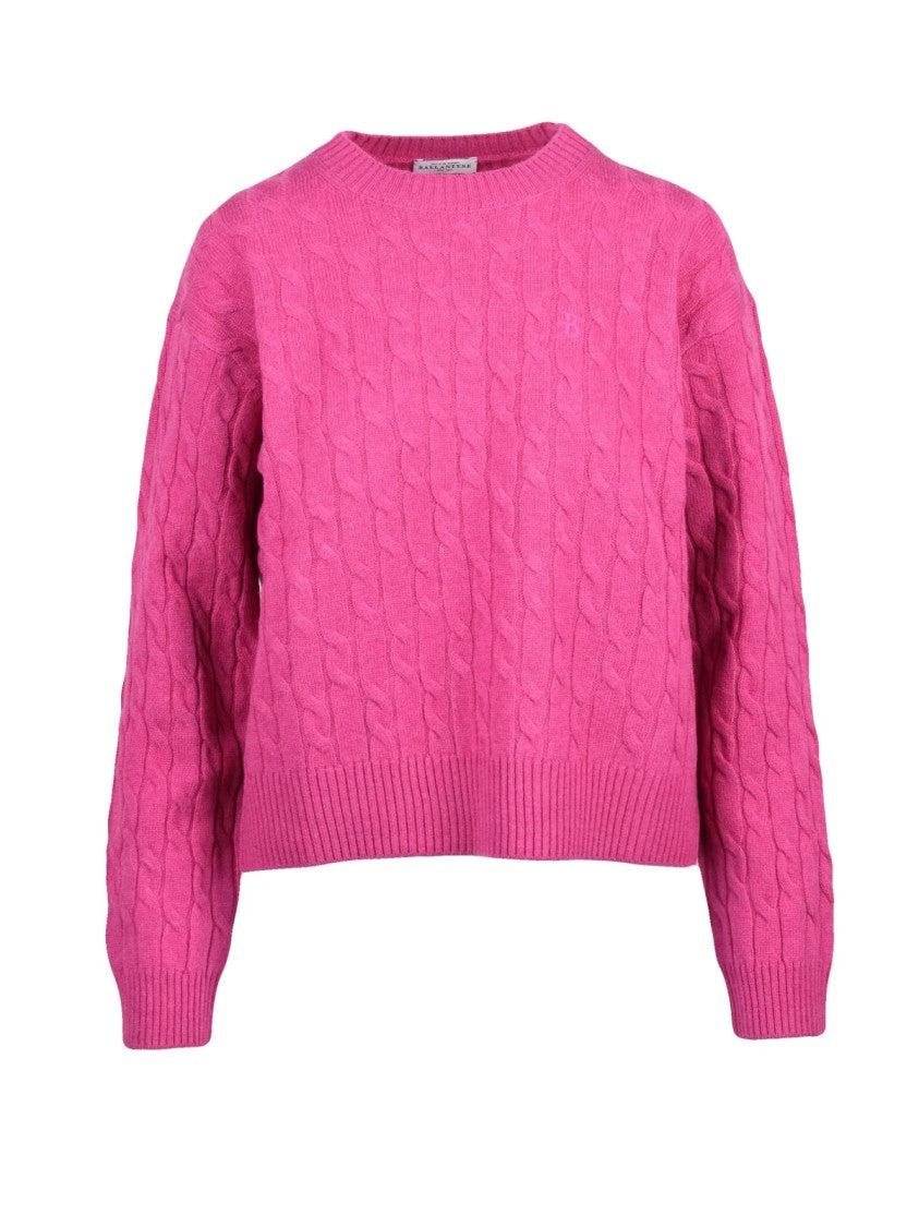 Ballantyne Intricate Cable Knit Crew Neck Sweater
