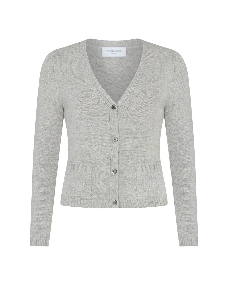 Serena Bute V-Neck Pocket Cardigan - Grey