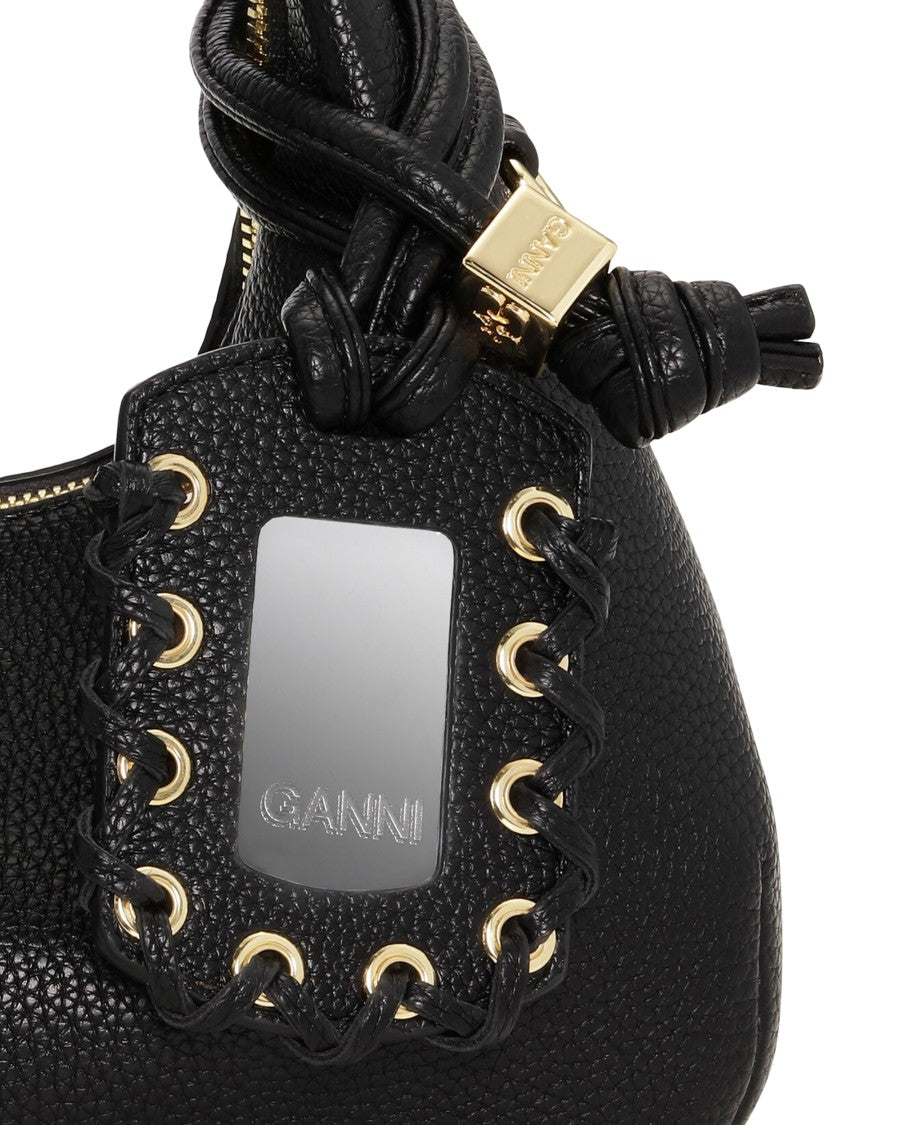 Ganni Mini Hobo Bag With Adjustable Strap And Decorative Mirror Tag