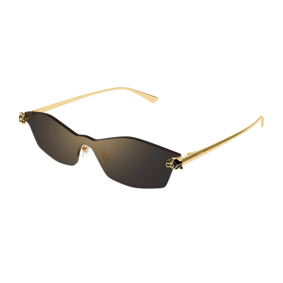 Cartier Rimless Gold Grey Sunglasses With Panther Head Motif