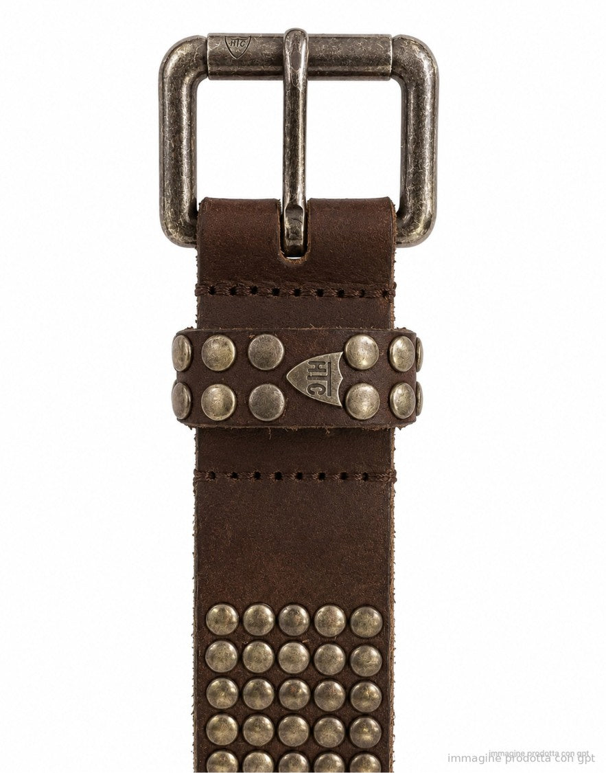 Htc Los Angeles Brown Studded Leather Belt
