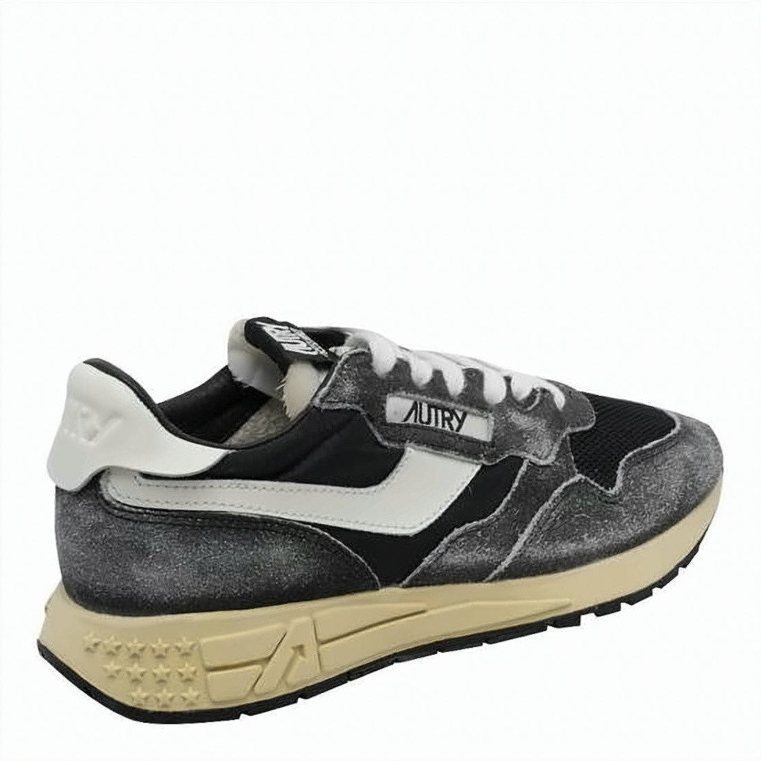 Autry Low-Top Sneakers In Distressed Black And Grey With White Accents