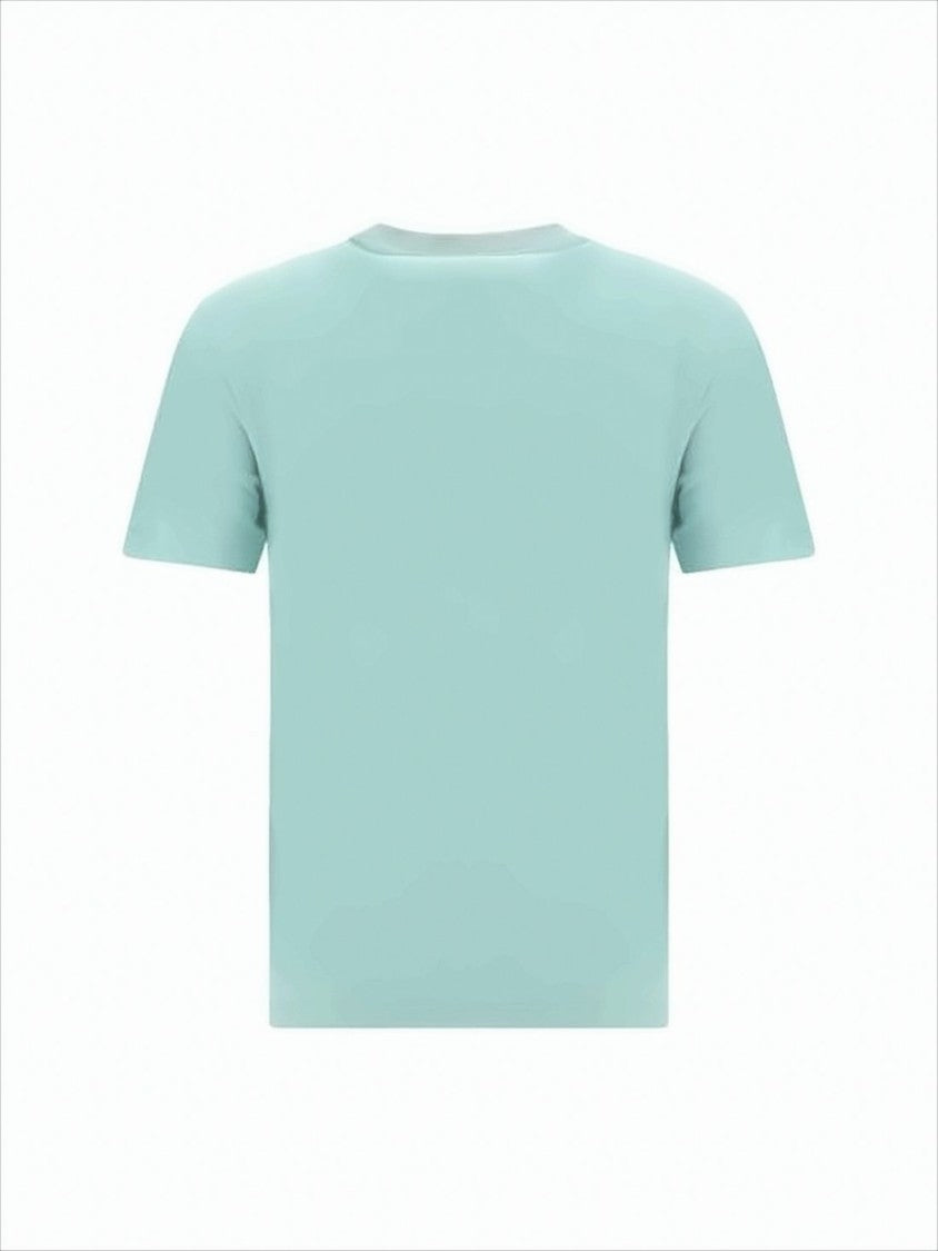 Fendi Light Blue Cotton T-Shirt With Embroidered Logo Detail