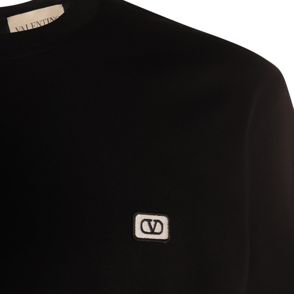 Valentino Short-Sleeve Black T-Shirt With Logo Patch