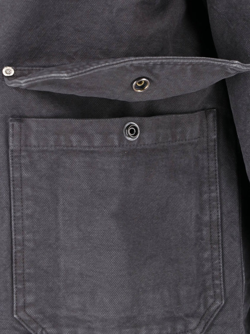 Mfpen Cropped Organic Cotton Jacket With Classic Collar And Dual Closure