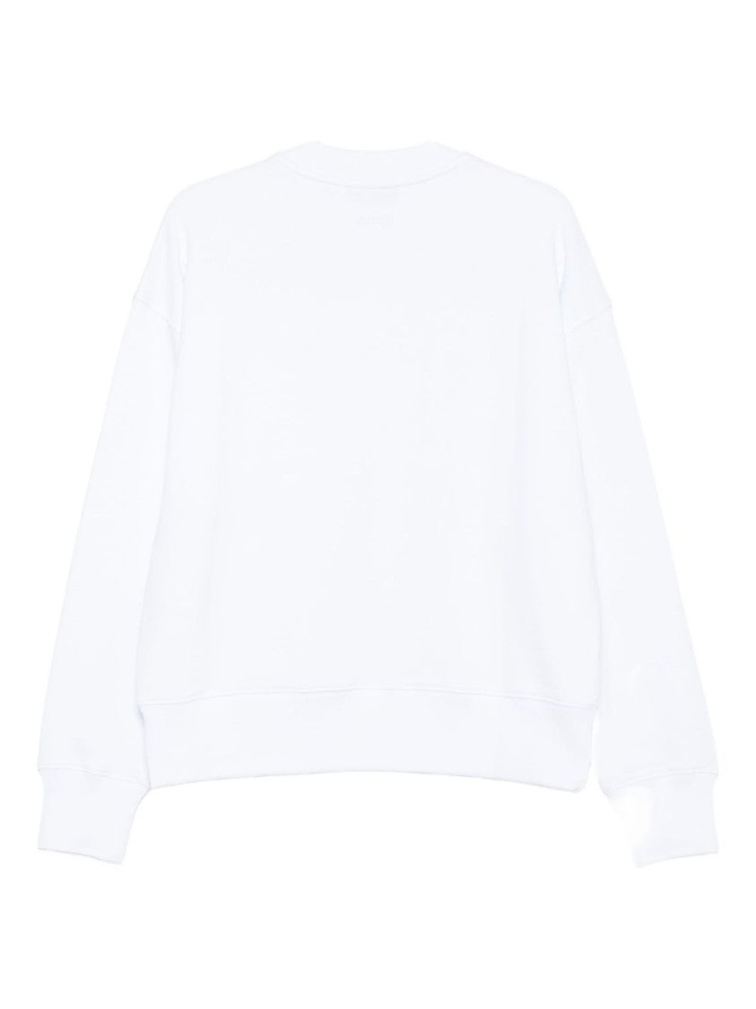 Msgm Relaxed Fit White Crewneck Sweater