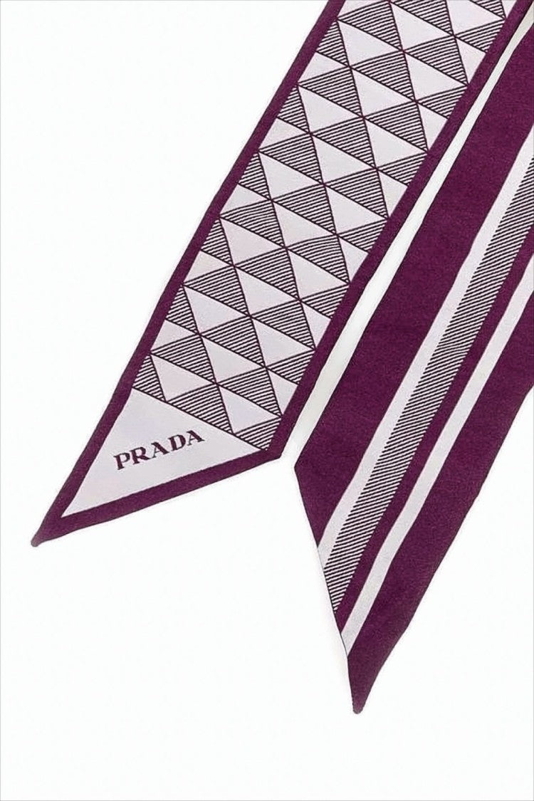 Prada Geometric Jacquard Silk Scarf With Contrasting Stripes