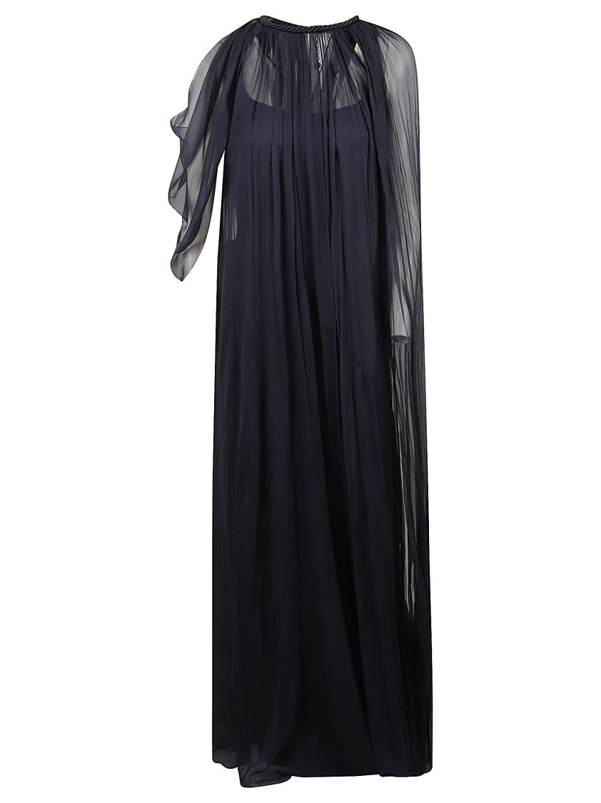 Alberta Ferretti Cape-Designed Long Dress In Organic Chiffon