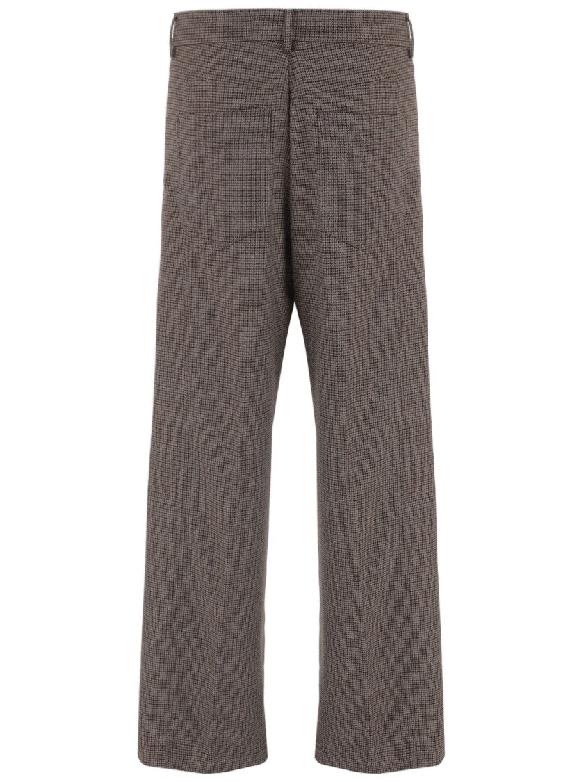 Darkpark Brown Pied De Poule Stretch-Viscose Cropped Pants