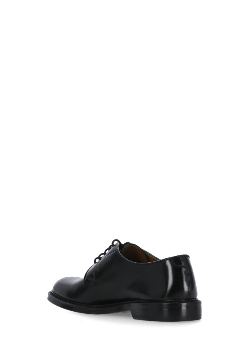 Doucal's Black Smooth Leather Lace-Up Shoes