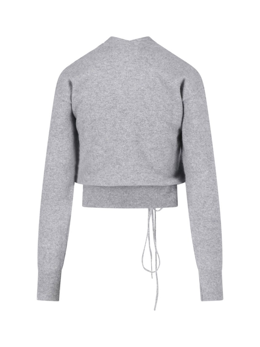 Extreme Cashmere Grey Ella Cropped Cashmere Tie-Front Cardigan