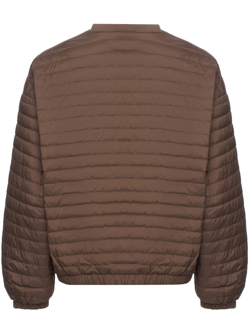 Moorer Brown Quilted Jacket With Matte Finish Silhouette