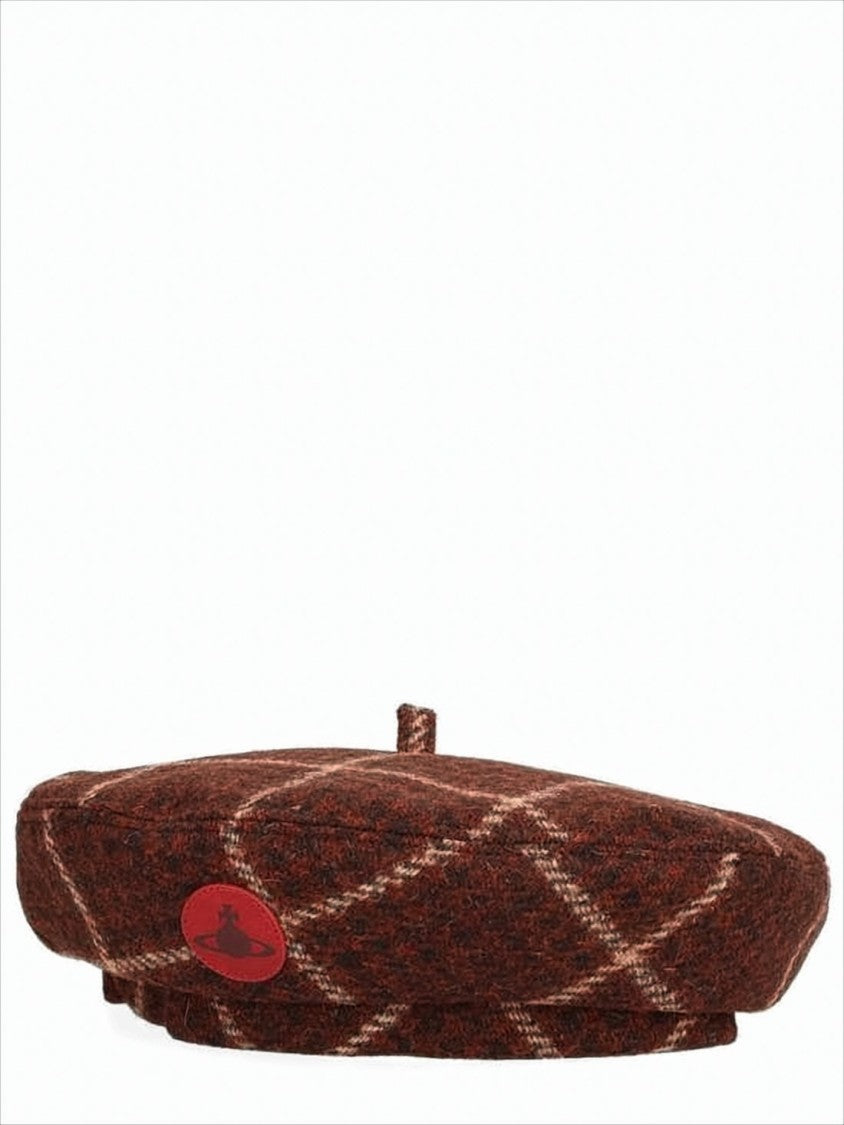 Vivienne Westwood Checkered Wool Beret With Distinctive Emblem