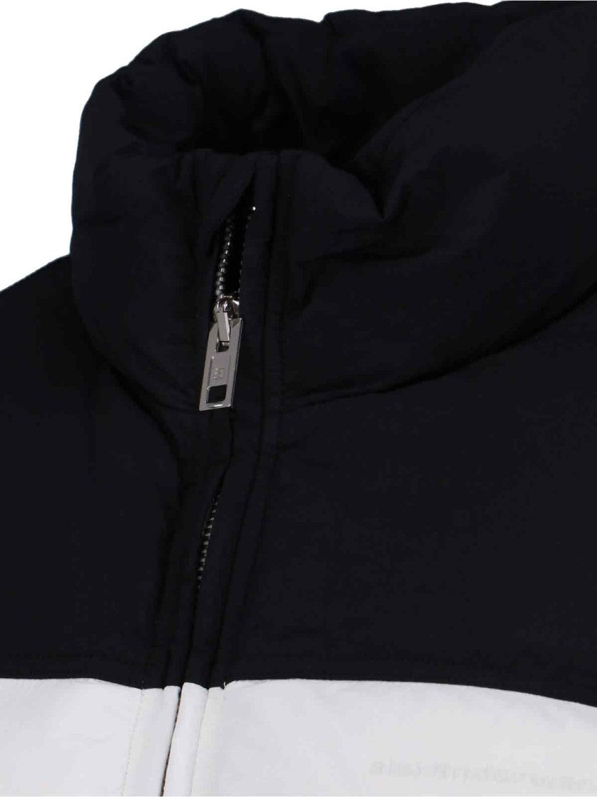 Alexander Wang Cropped White Puffer Jacket With High Collar And Contrast Panel
