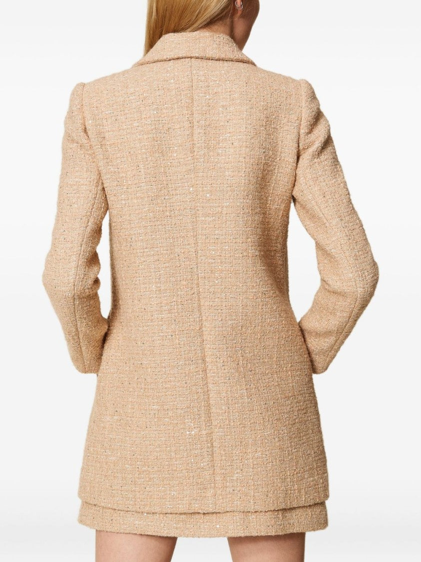 Twin-Set Textured Beige Double-Breasted Coat