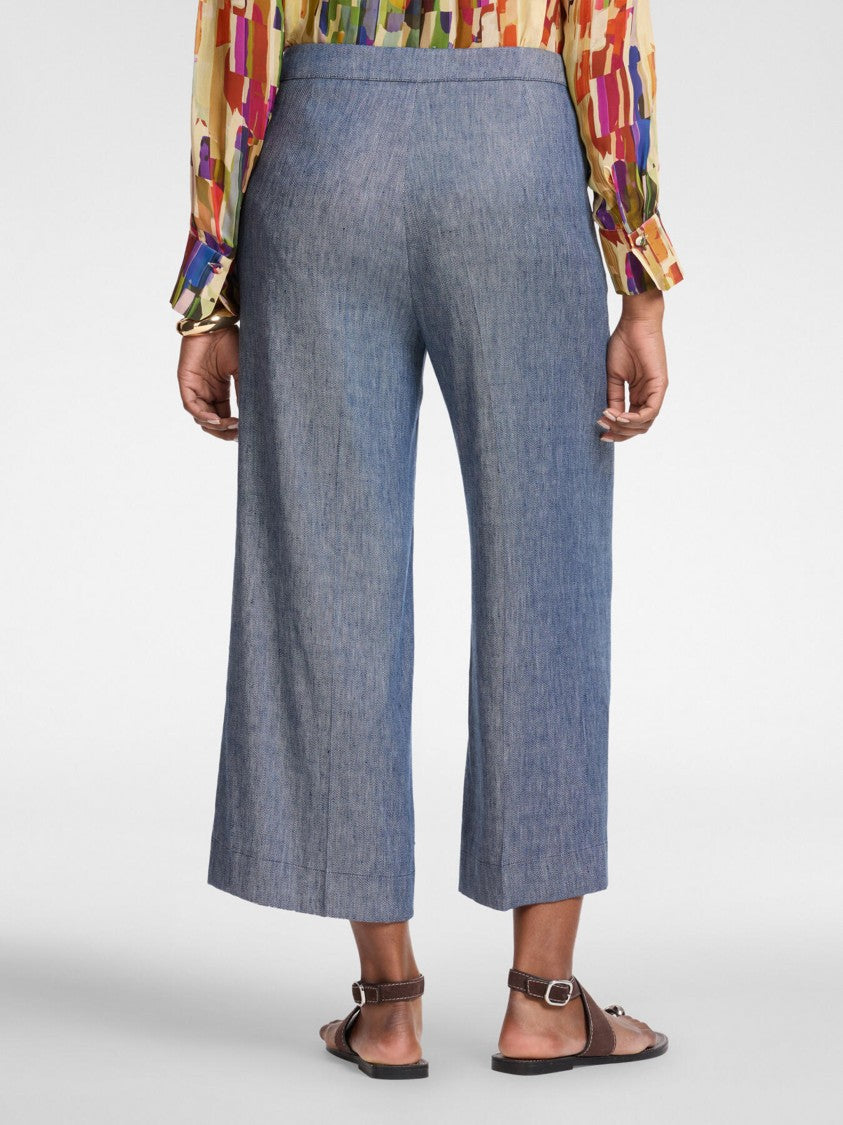 Elena Miro` Mariniere Wide-Leg Cropped Blue Pants