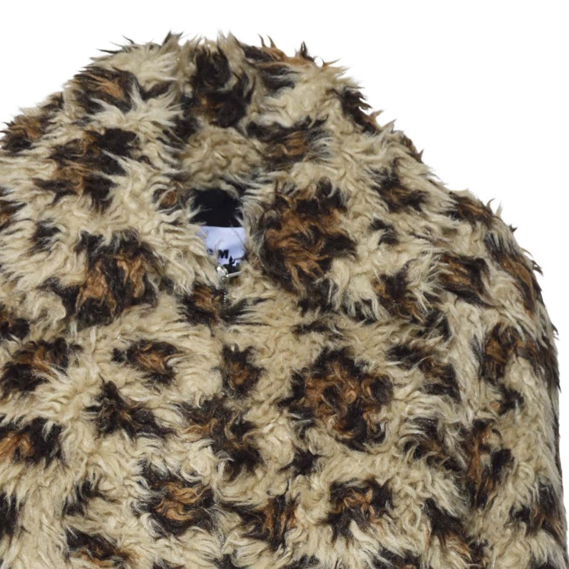 Msgm Leopard Print Faux Fur Coat With Wide Collar