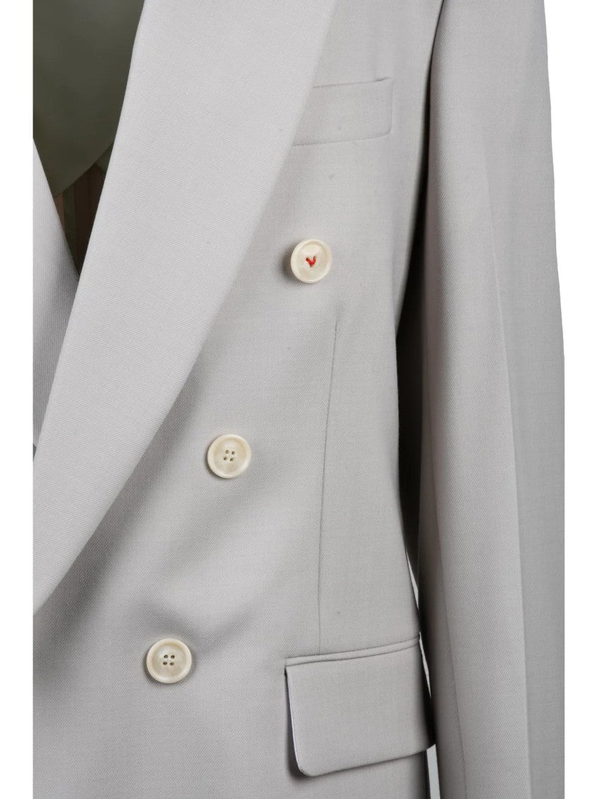 Victoria Beckham Double-Breasted Virgin Wool Jacket With Wide Belt Detail