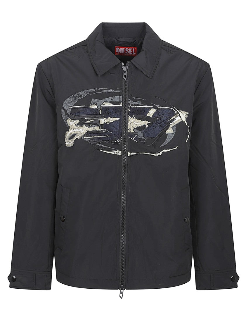 Diesel Distressed Graphic Print Casual Jacket