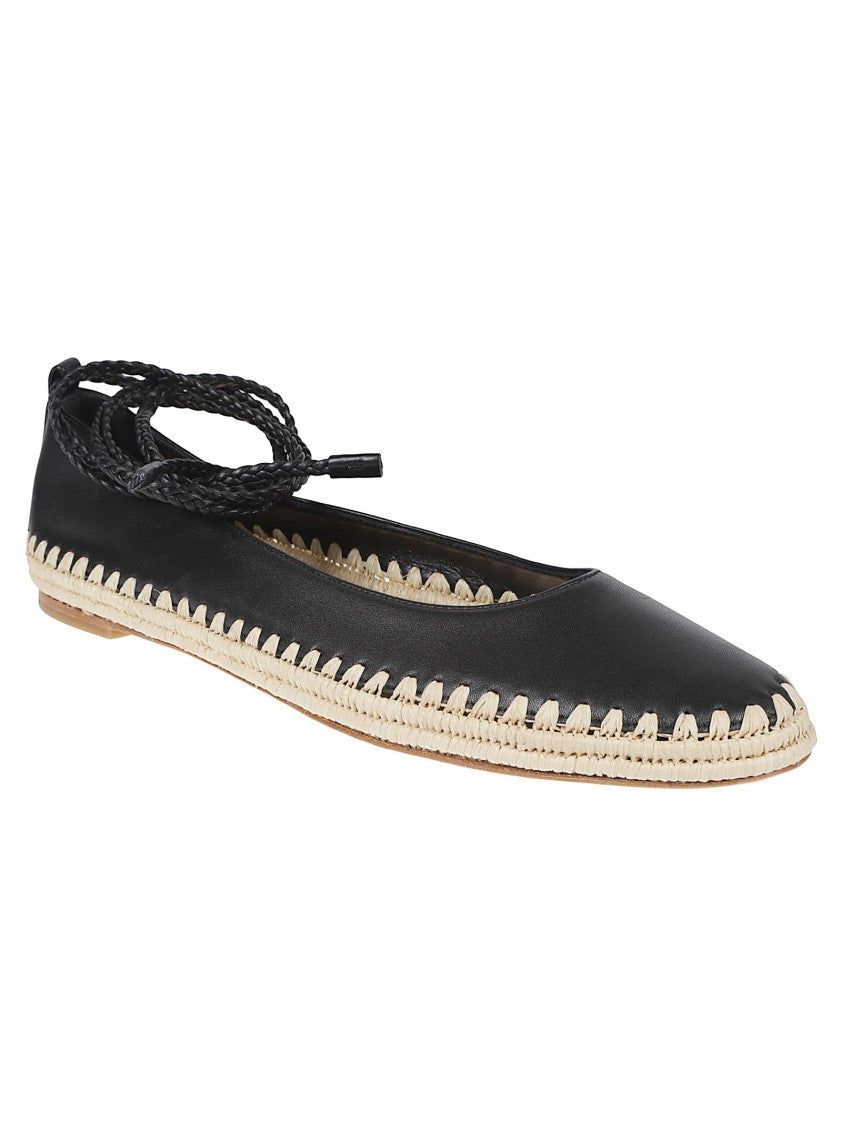 Max Mara Pointed Toe Flats With Braided Ankle Ties