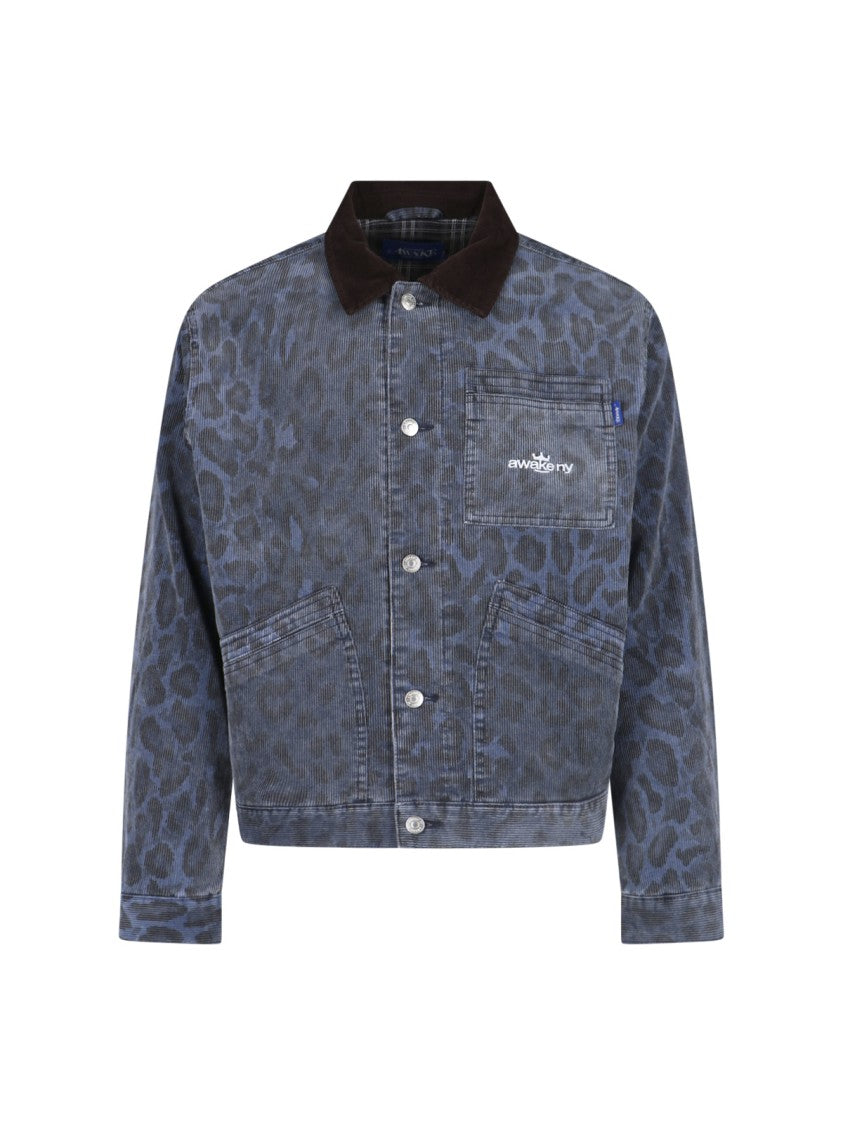 Awake Ny Leopard Print Work Jacket – Navy