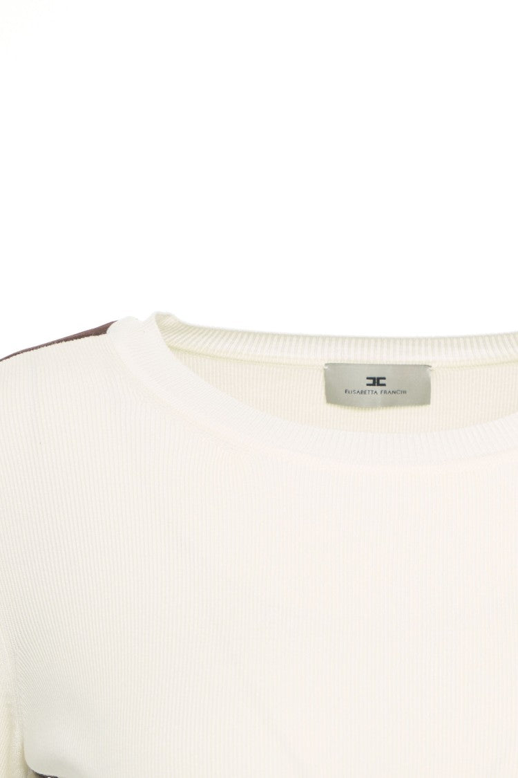 Elisabetta Franchi Ribbed Sweater With Logo Details