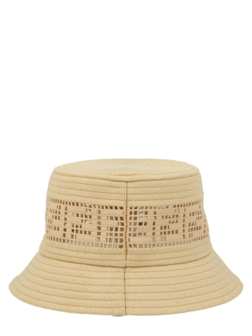 Fendi Raffia-Texture Geometric Bucket Hat