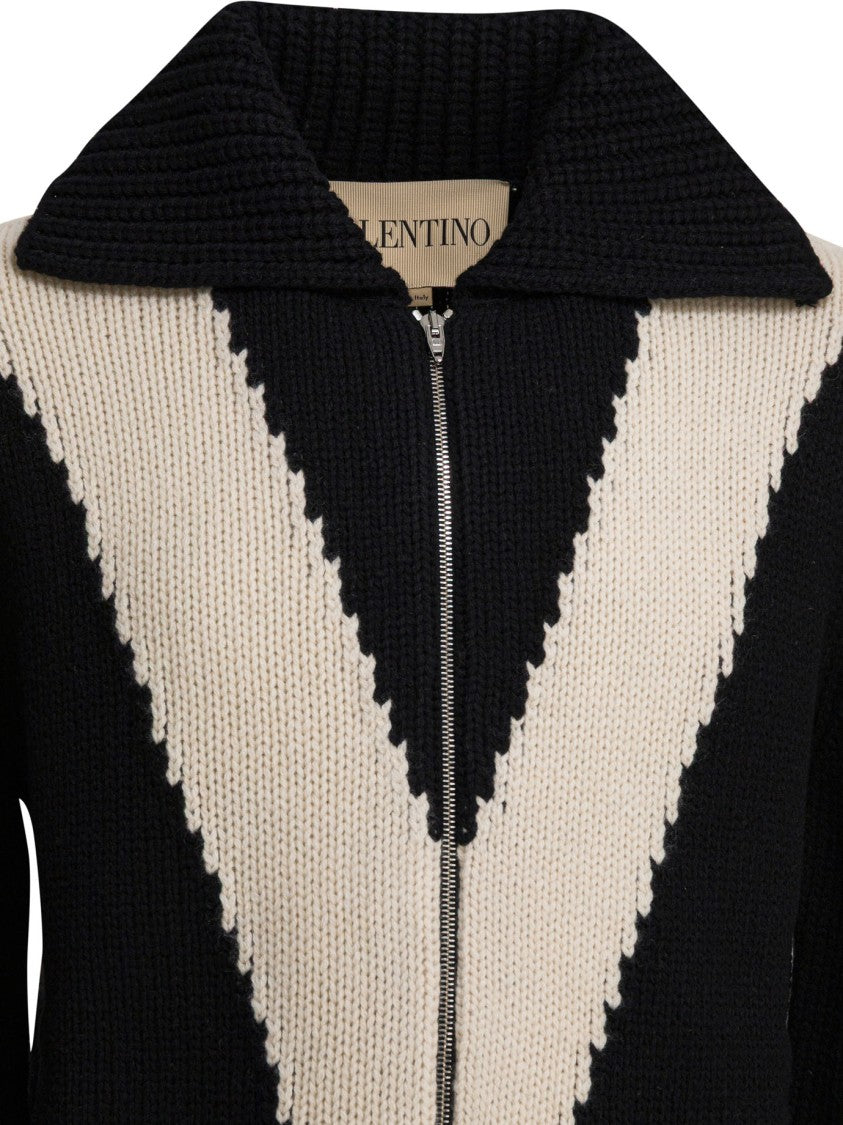Valentino Cardigan With Inlaid V Logo