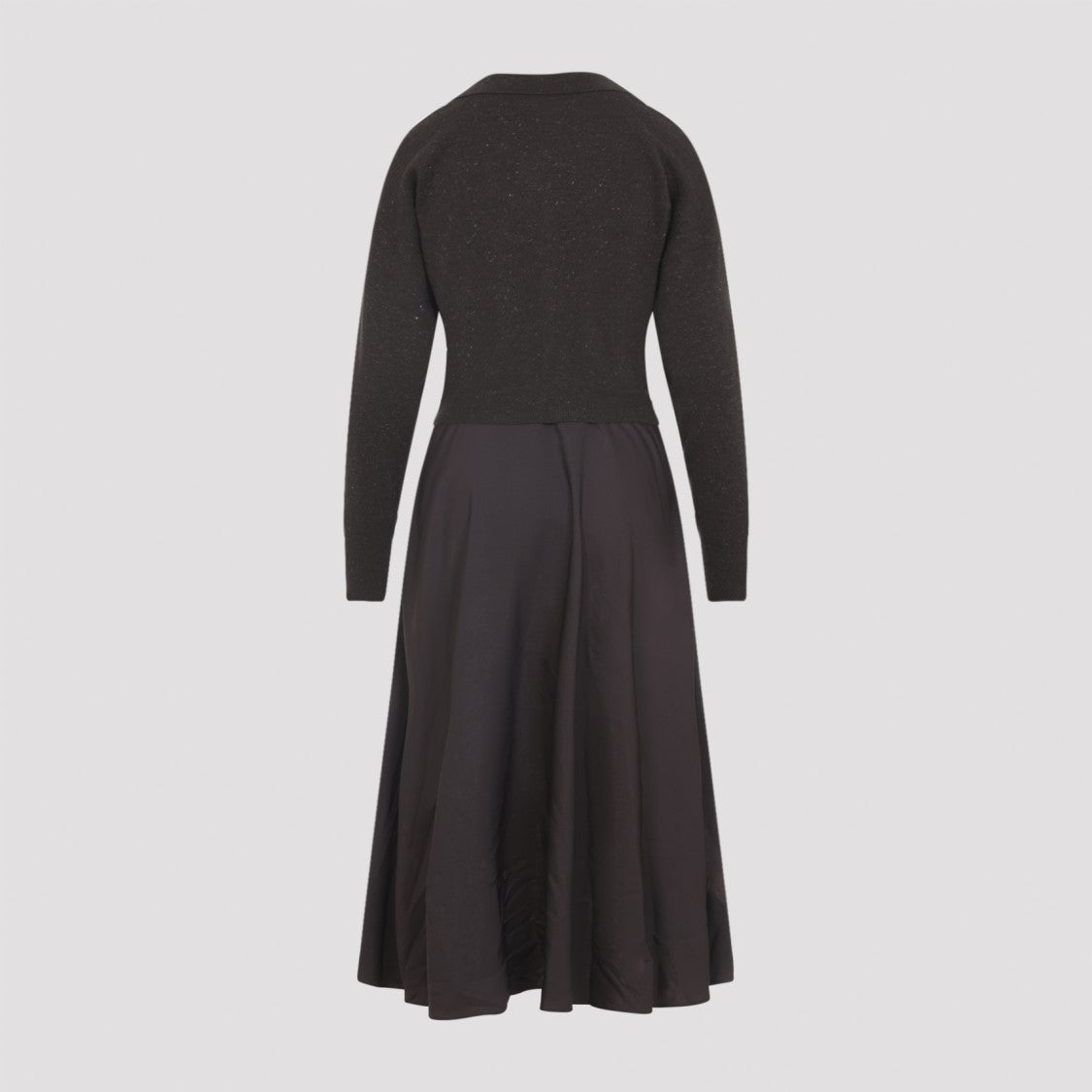 Peserico Fitted Knit Bodice Midi Dress With Flowing Pleated Skirt