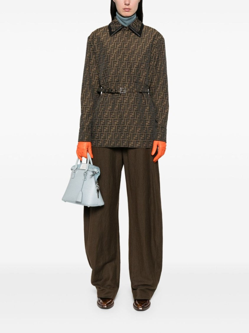 Fendi Structured Leather Jacket With Monogram Pattern