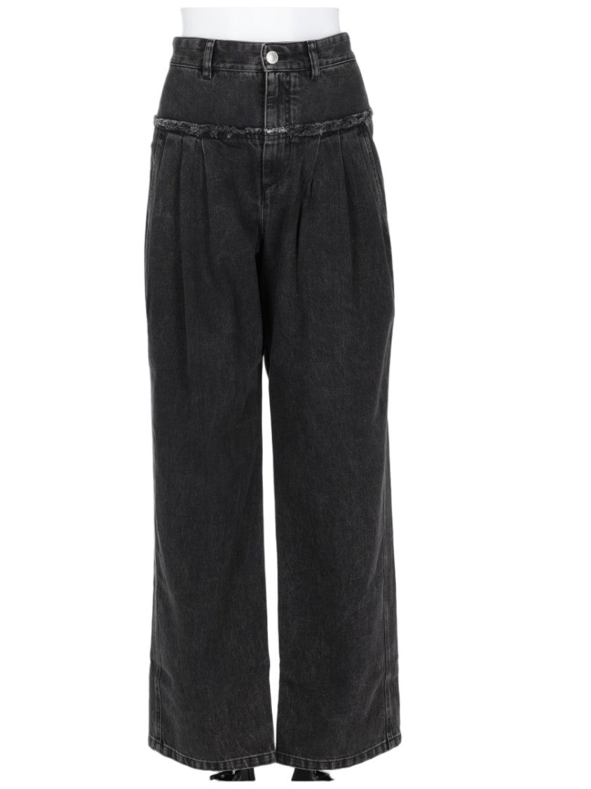 Isabel Marant Étoile Iniza Wide-Leg High Waist Pleated Cotton Jeans