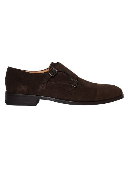Sutoris Double Buckle Shoe Made Of Dark Brown Suede