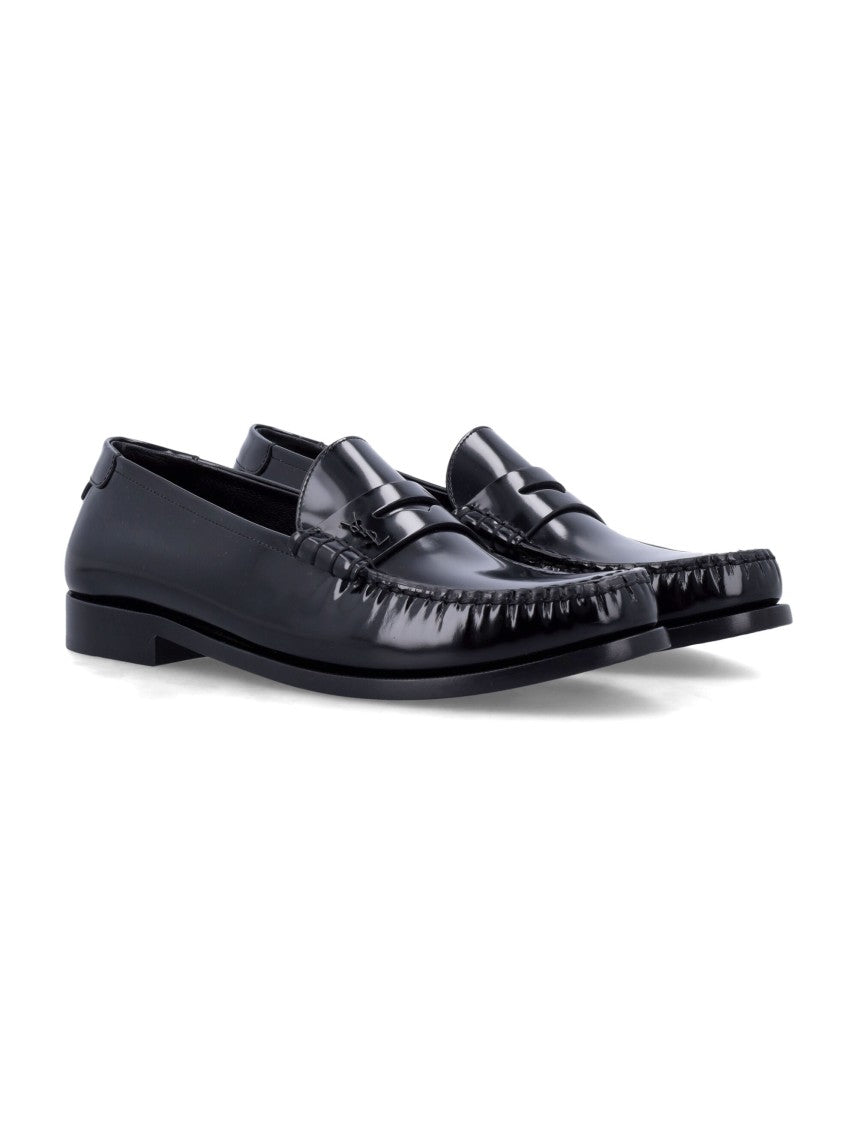 Saint Laurent Penny Loafers In Black Calf Leather