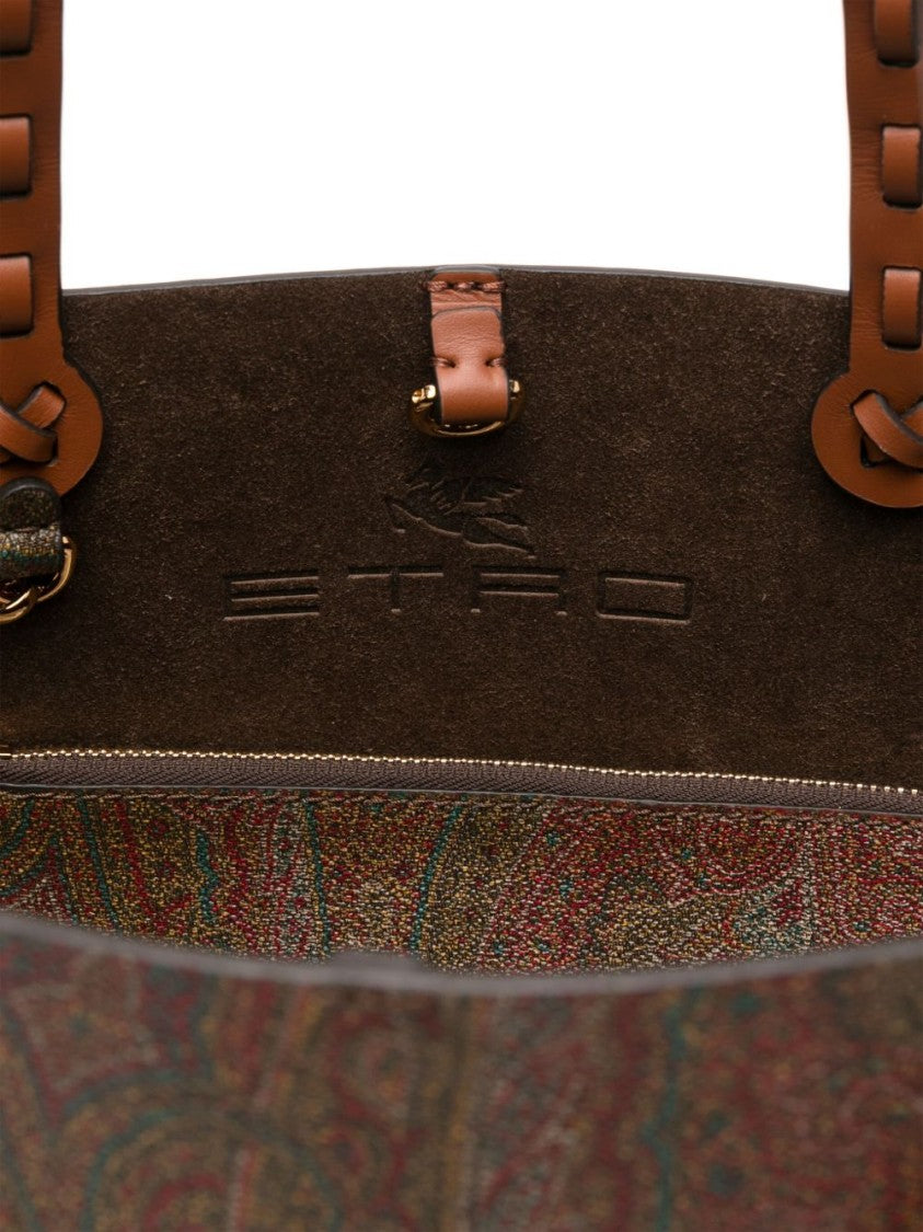 Etro Patterned Brown Calfskin Tote Bag