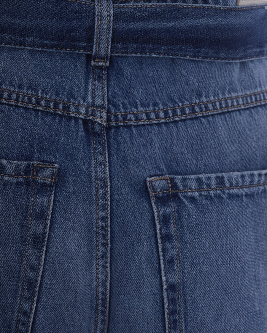Icon Denim Denim Jumpsuit With Belted Waist And Button-Up Front