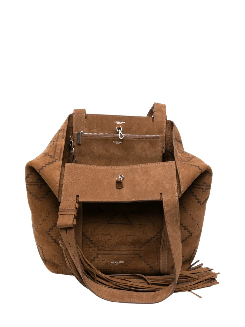 Golden Goose Geometric-Pattern Suede Tote Bag With Tassel Detail