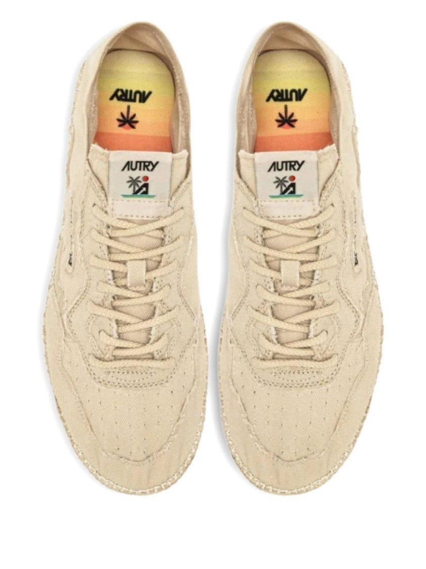 Autry Beige Canvas Sandy Espadrilles With Summer Motif
