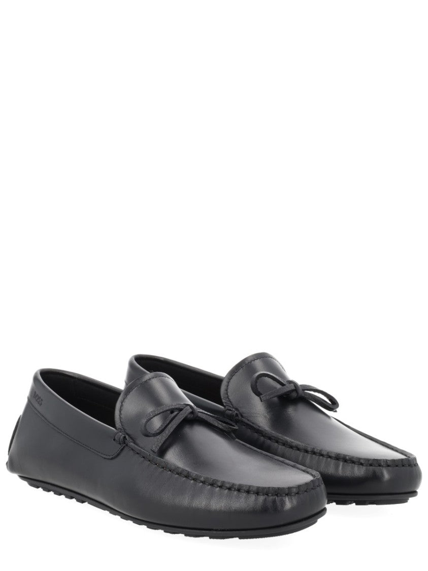 Boss Cowhide Leather Rounded Toe Loafers