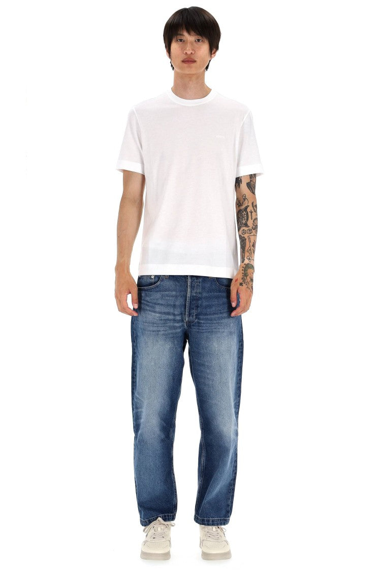 Zegna Premium White Cotton Jersey T-Shirt With Subtle Embroidery