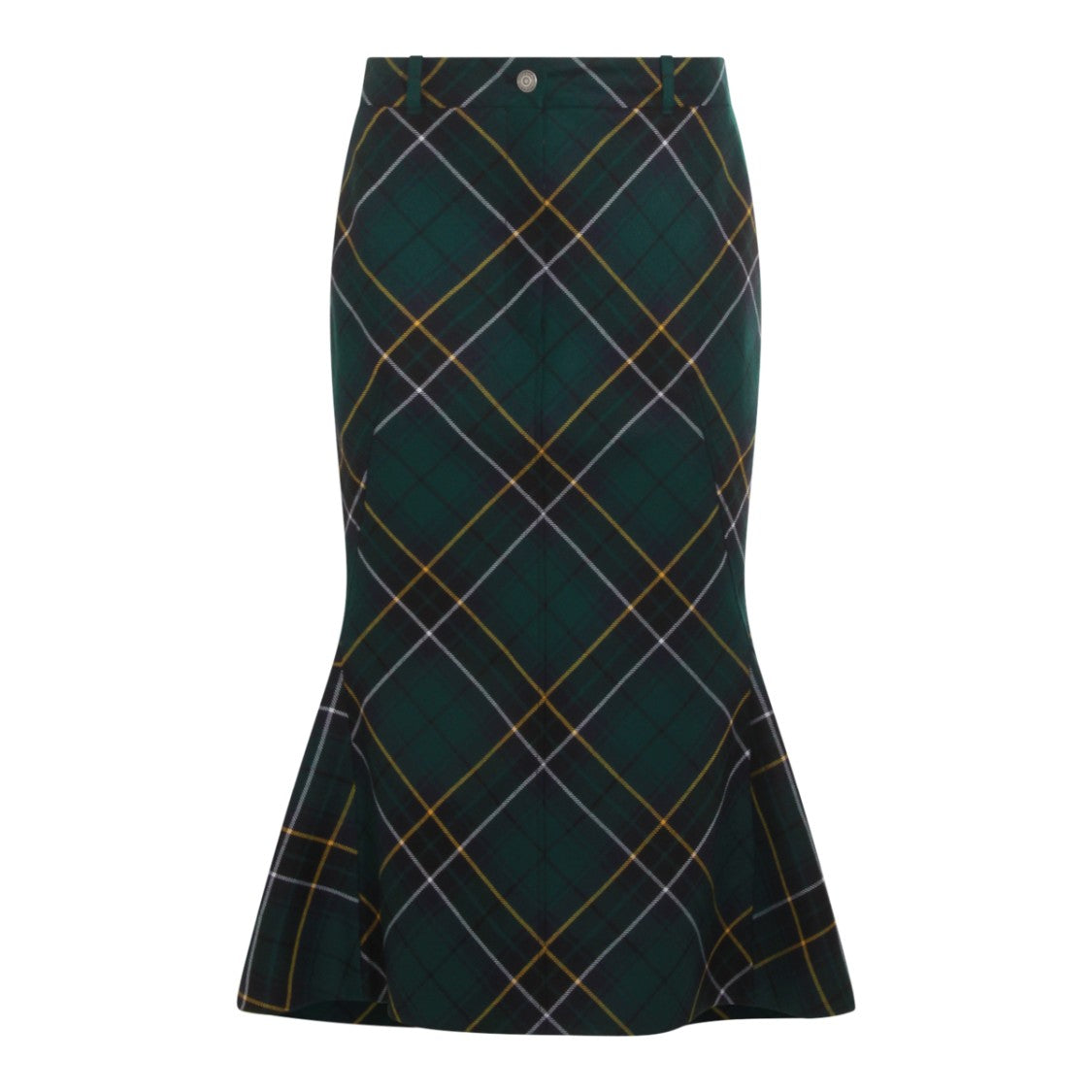 Alexander Mcqueen Navy And Green Wool Skirt