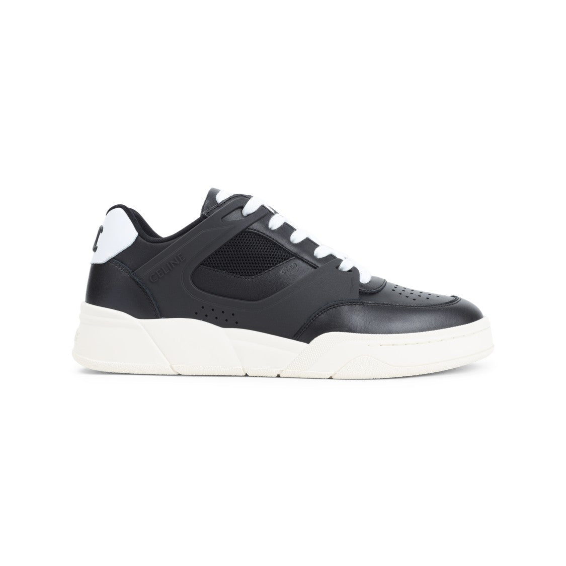 Celine Black Calf Leather Sneakers With Breathable Mesh Panels