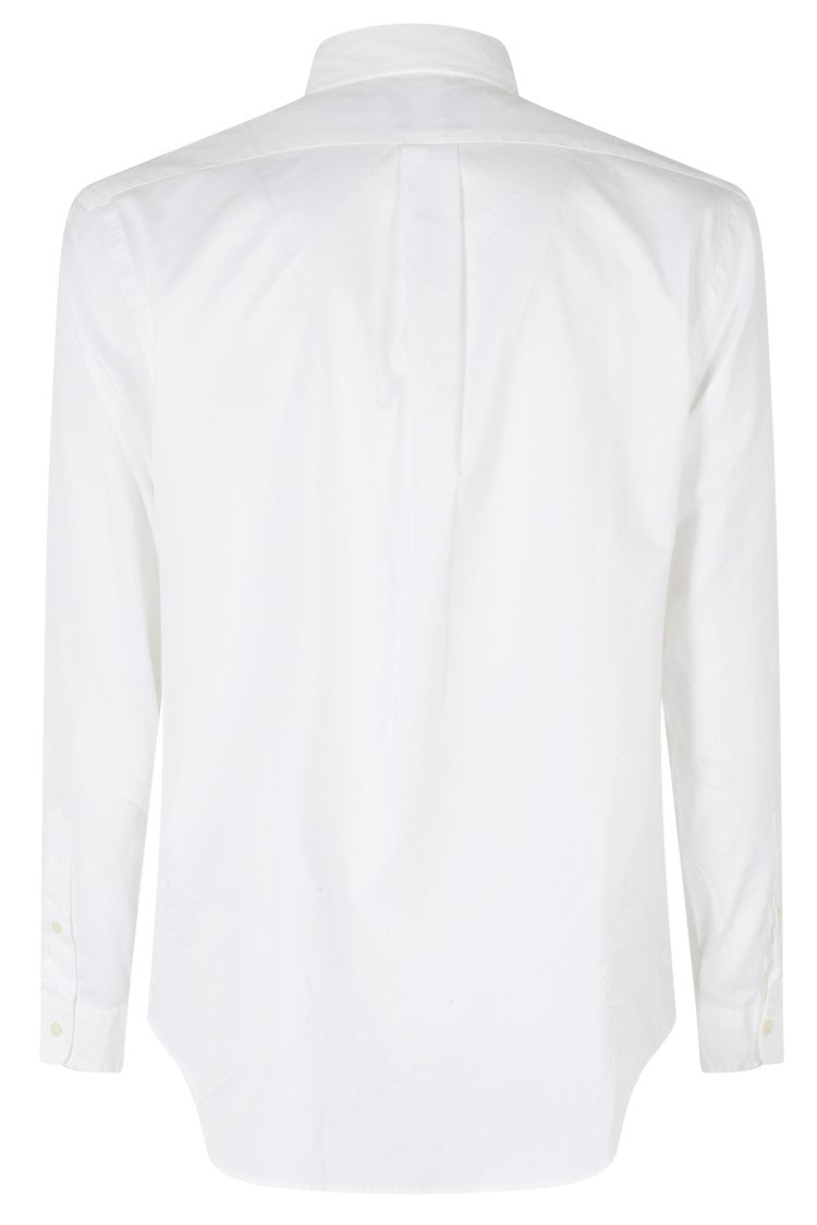 Polo Ralph Lauren White Embroidered Logo Button-Down Cotton Slim Shirt