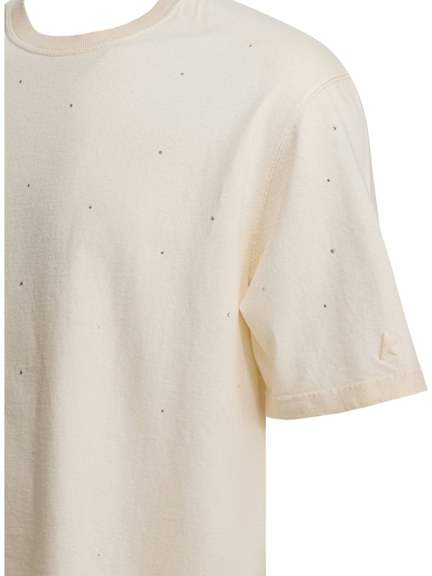 Golden Goose Dropped-Shoulder Star Print T-Shirt In Distressed Cotton
