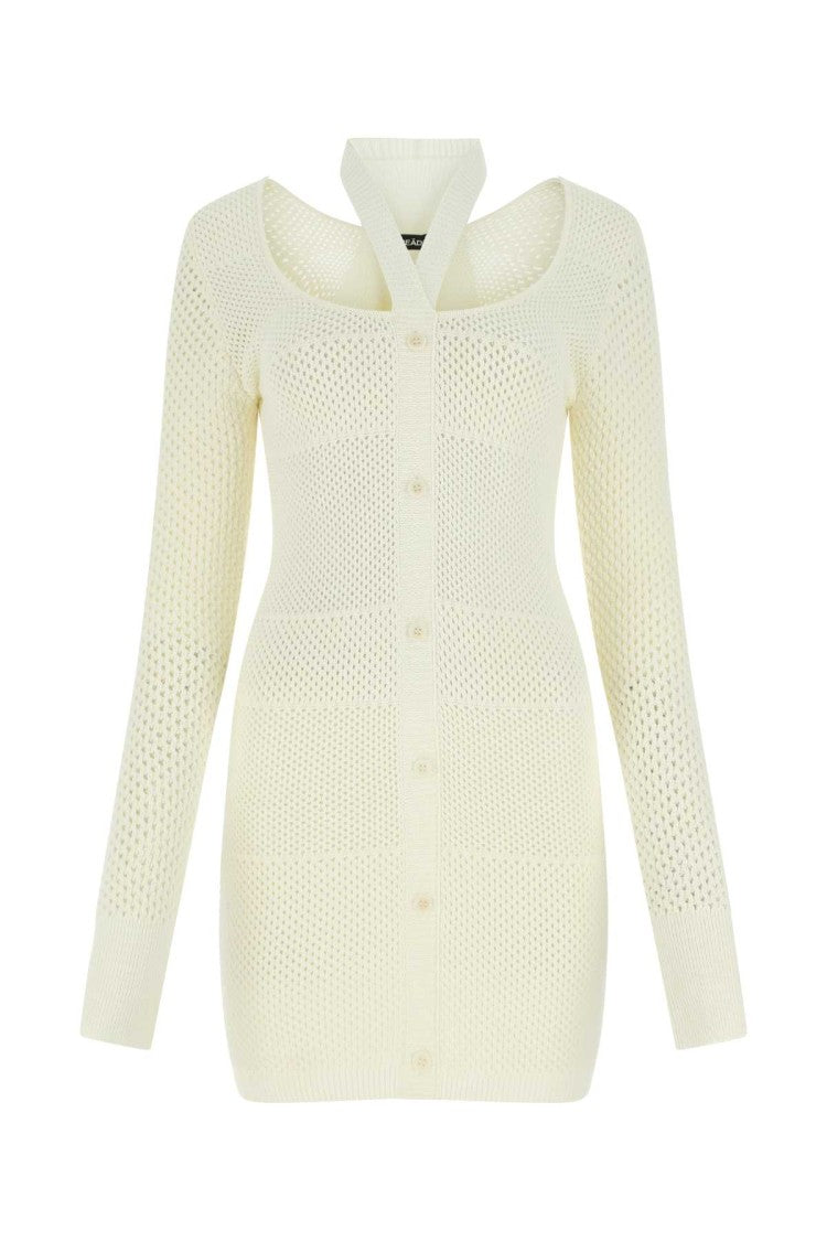 Andreâdamo Ivory Stretch Viscose Blend Dress