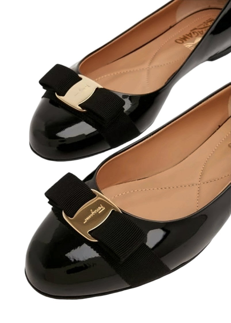 Salvatore Ferragamo Glossy Patent Finish Flats