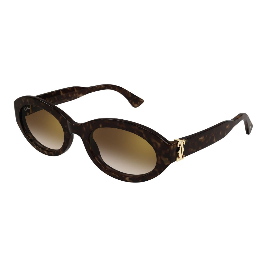 Cartier Tortoiseshell Oval Frame Sunglasses With Gradient Lenses