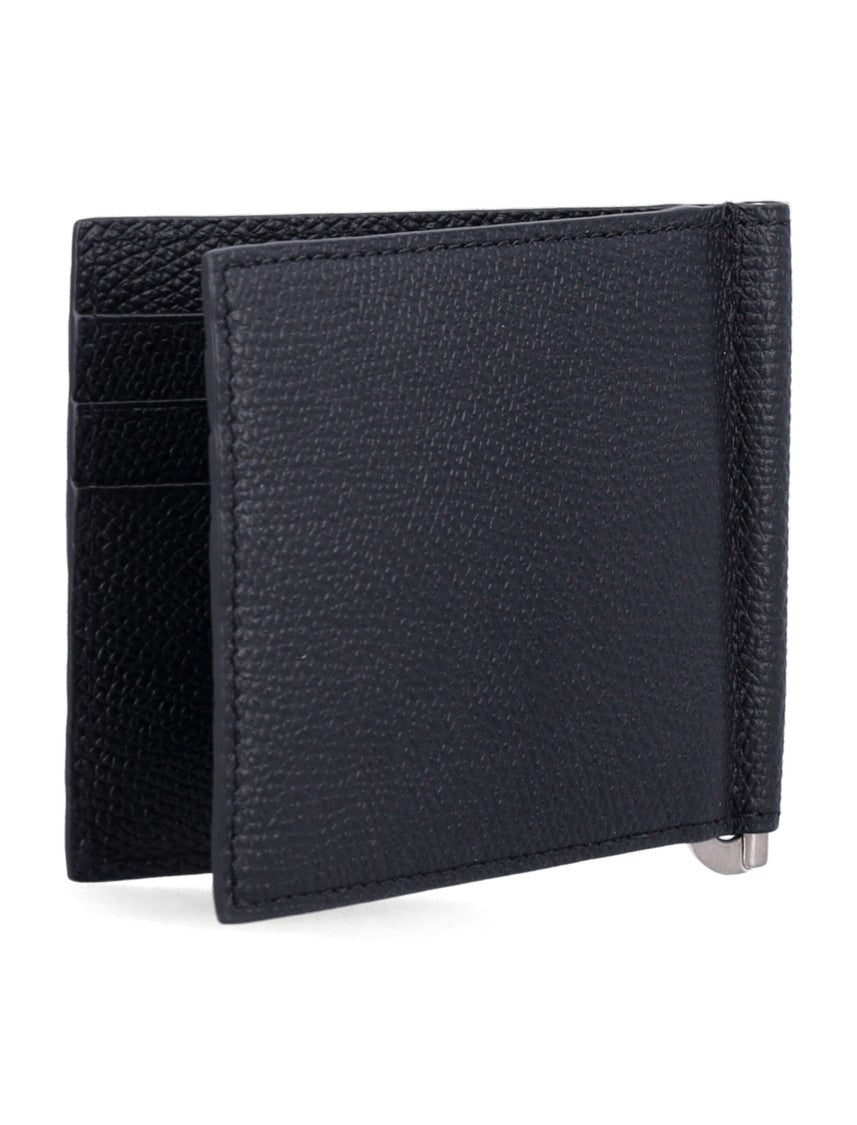 Valentino Garavani Textured Black Leather Money Clip